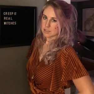 She + sky copper velvet jumpsuit